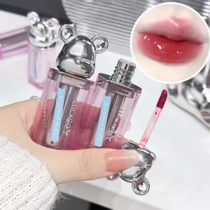 Little Bear Water Gloss Lip Glaze, Mirror Shine Moisturizing Lipstick for Fall & Winter, Hydrating, Long-lasting Lip Gloss