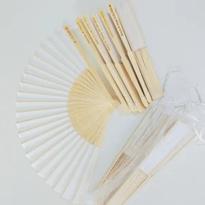 30/80 Pcs Personalized Wedding Handmade Silk Fan Wedding and Party Gift Custom Gifts With organza bag mariage abanicos para boda