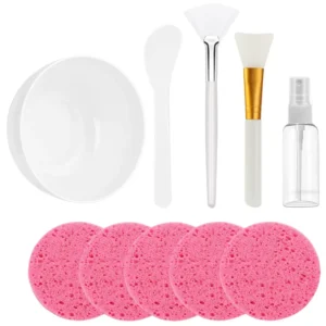 10PCS Face Skin Care Tools Set Beauty Mask Mixing Bowl Silicone Facial Mask Brushes Compressed Facial Sponges Spray Beauty Tools