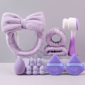 There are 12 types of double-head facial cleansing brushes for removing dead skin and sponge powder puffs