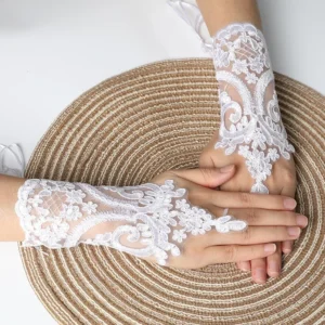 Wedding Fingerless Gloves Women Lace Black White Gloves Bride Long Gloves Elegant Mittens Accessory HLST01