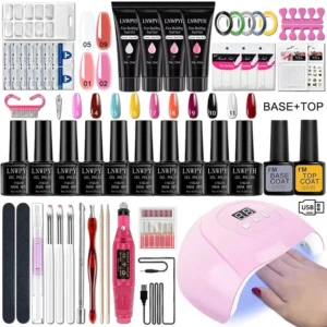 Gel Nail Polish Kit With UV Nail Lamp Electric Nail Drill Machine Soak OFF Gel Nail Kit Base&Top Coat Gel Polish Nail Tools Set