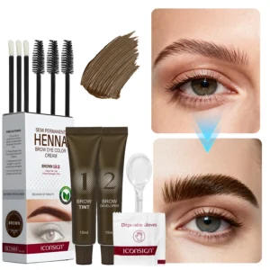ICONSIGN Eyebrow Tint Professional Henna Eyelash Eyebrow Dye Tint Semi-Permanent Lash Brow Tinting Kit Brown Eyebrows Dye Makeup