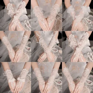 Bridal Gloves Long Lace Flower Accessories Wedding Hook Fingers Look Thin and Beautiful Gloves