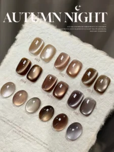 1-18pcs TC Top Selling Nail Art Autumn Night Cat Eye Gel Nail Polish Nail Salon Special Black Clever Amber Brown Glass Beads