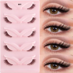 3/5 Pairs Cat Eye False Lashes Natural Short Fluffy Eyelashes Wispy Half False Eyelashes Eye End Extension Faux Mink Makeup