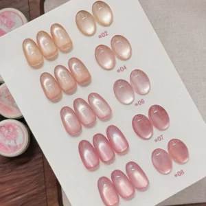 1-16pcs PSK Pink Tender Color Peachwood Series Cat Eye Gel Nail Polish 2025 New Naked Pink Glass Bead Nail Art Nail Supplies
